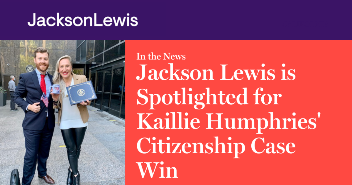 Jackson Lewis is Spotlighted for Kaillie Humphries' Citizenship Case